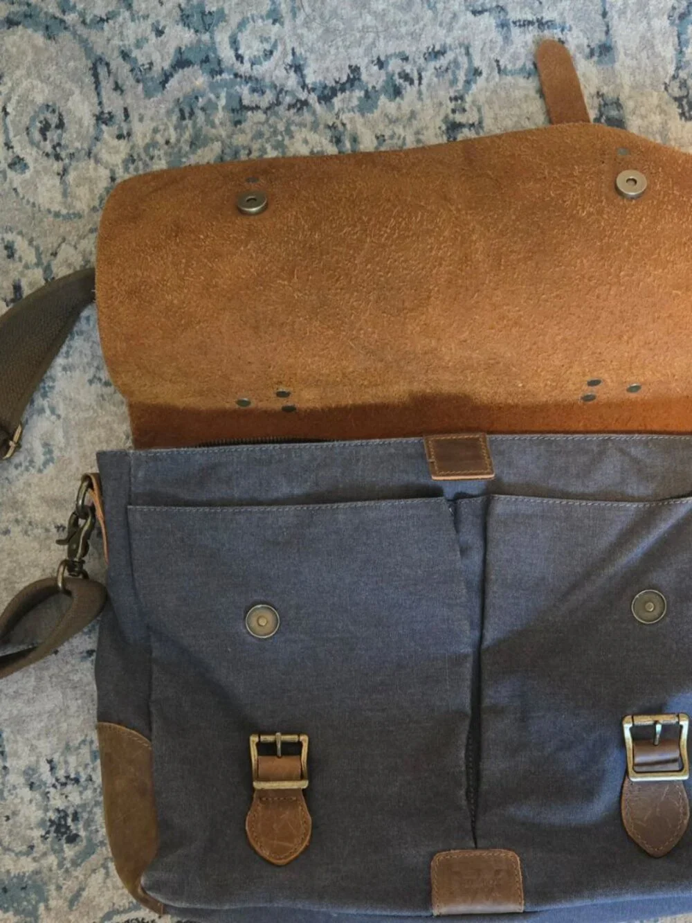 Vintage WOWBOX Washed Canvas & Leather Messenger Bag NWOT/UNISEX